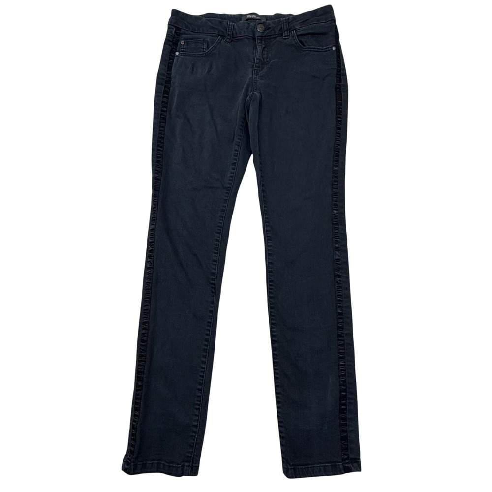 Esprit Denim Tube Slim Black Tuxedo Stripe Skinny Jeans Womens Low Rise Stretch